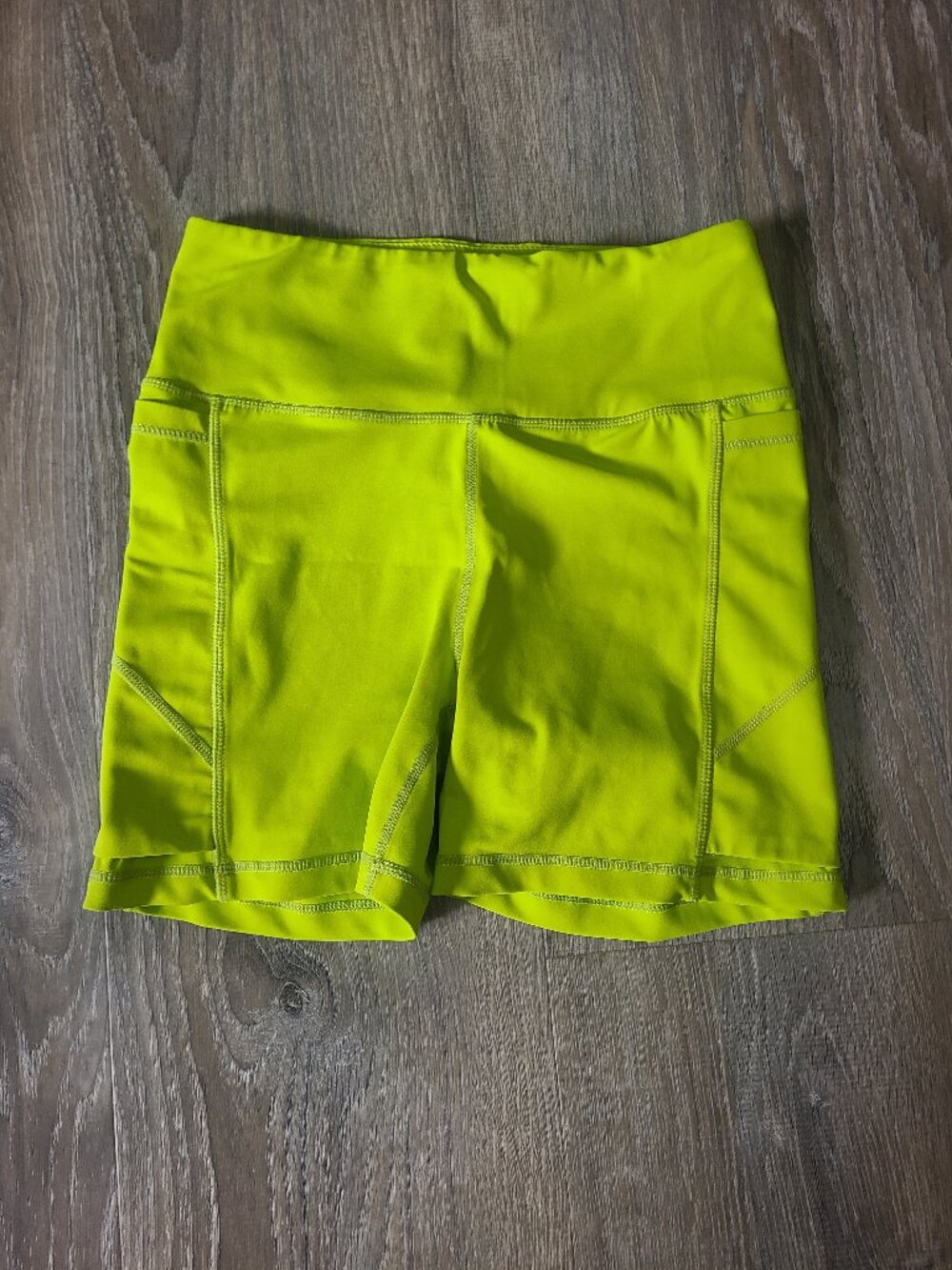 Senita Athletics Lux Baseline High Waisted Shorts Neon Lime Green/Yellow - Small